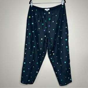 Vintage SLB Embroidered Polka Dot 100% Silk Pants, Size 16W‎